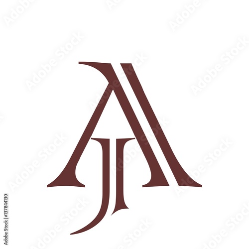 initial letter JA dark brown color logo vector photo