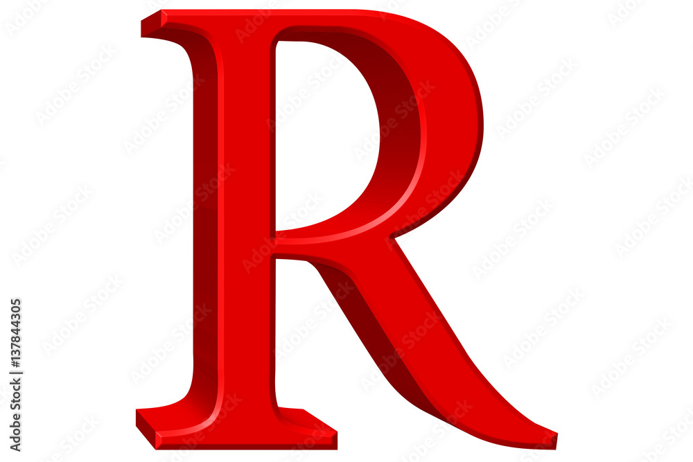 Uppercase letter R, isolated on white, 3D illustration Uppercase letter R, isolated on white, 3D illustration
