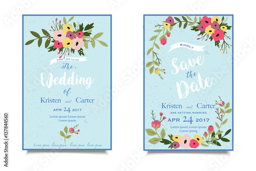 Vintage tender wedding invitation. Beautiful greeting card. Old style
