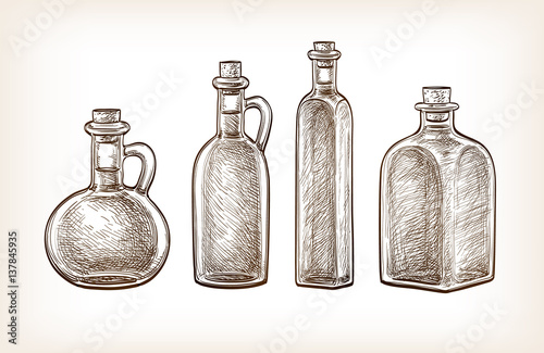 Bottles of olive oil.