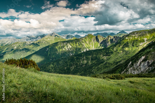 Peaks of Tatra Mountains seen from polish side