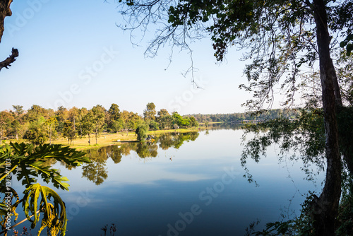 Landscape view of Huay Tueng Tao lake in Chiangmai province photo