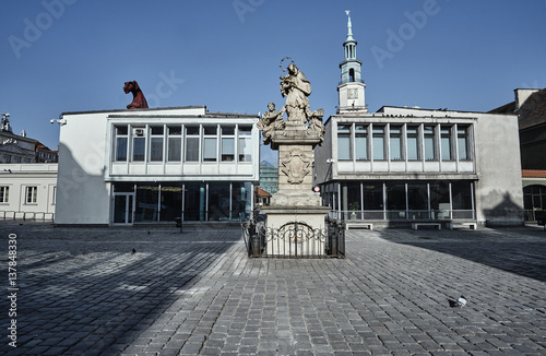 Figure St. John of Nepomuk on the Old Market Square in Poznan.