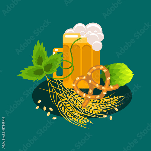Beer festival cartoon vector banner illustration.