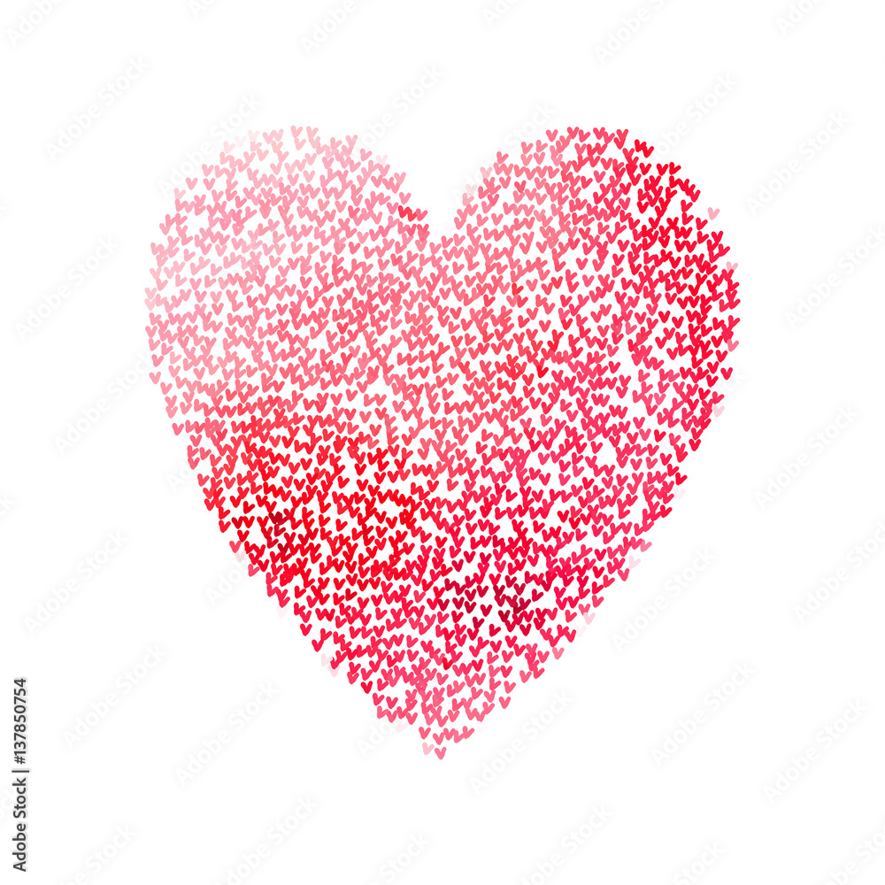 Illustration of big heart shape filled with hearts