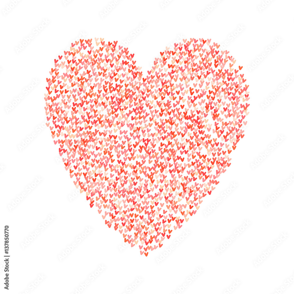 Illustration of big heart shape filled with hearts