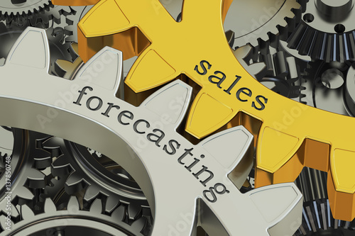 Slika na platnu sales forecasting concept on the gears, 3D rendering
