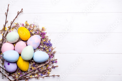 Easter eggs painted in colors