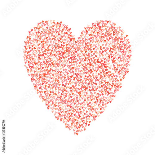 Illustration of big heart shape filled with hearts