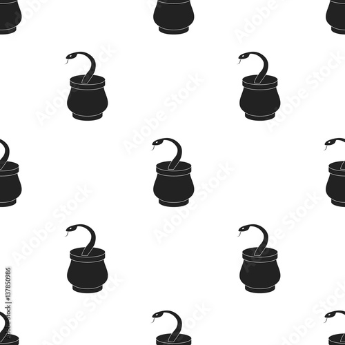 Snake in basket icon in black style isolated on white background. Arab Emirates pattern stock vector illustration.
