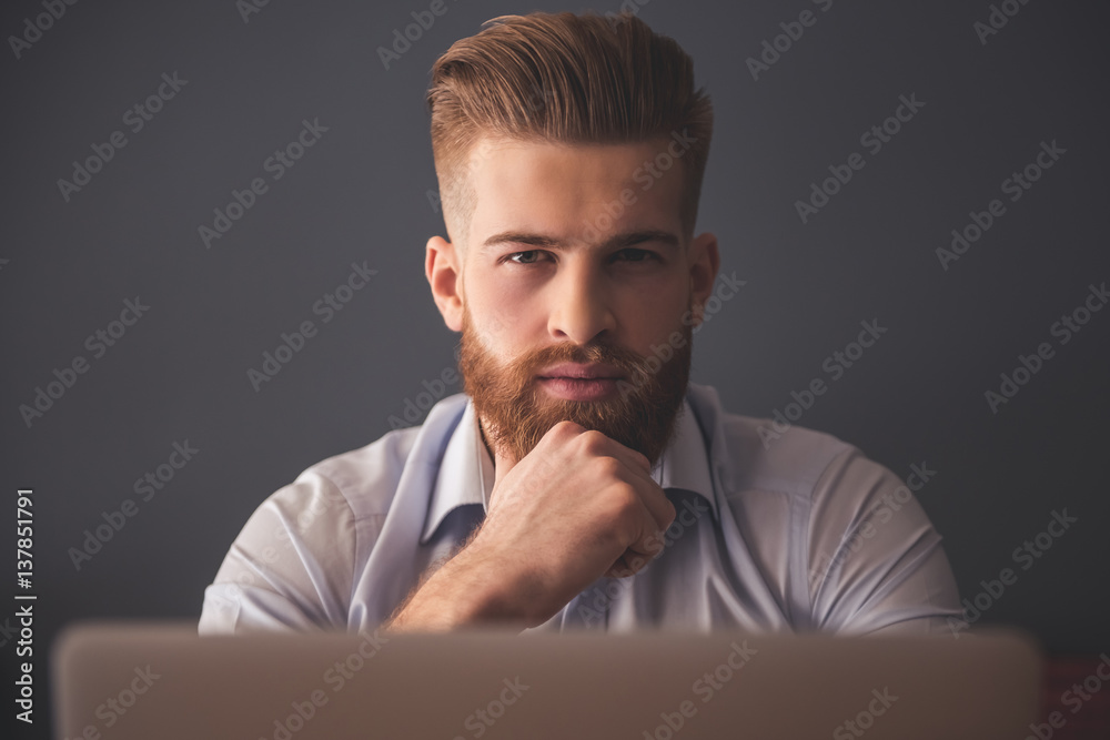 Handsome bearded businessman