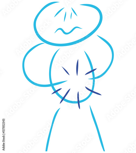 Strichmann hält sein Bauch