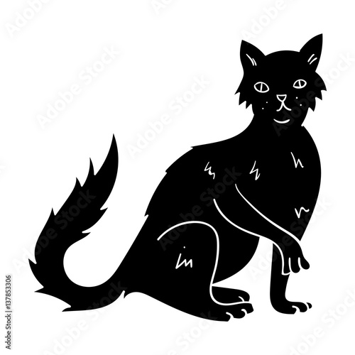 British Semi-longhair icon in black style isolated on white background. Cat breeds symbol stock vector illustration.