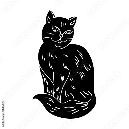 Nebelung icon in black style isolated on white background. Cat breeds symbol stock vector illustration.