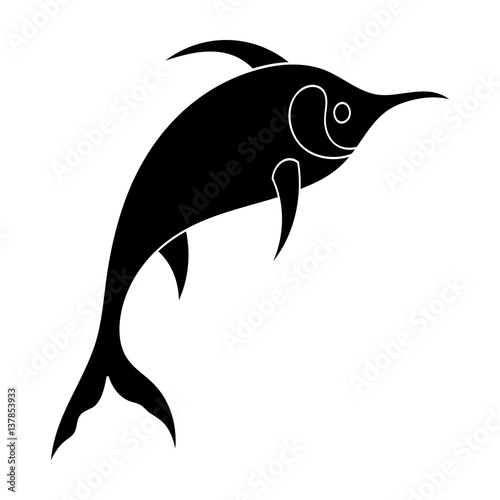 Marlin fish icon in black style isolated on white background. Sea animals symbol stock vector illustration.