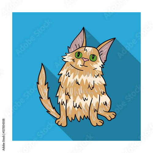 Turkish Angora icon in flat style isolated on white background. Cat breeds symbol stock vector illustration.