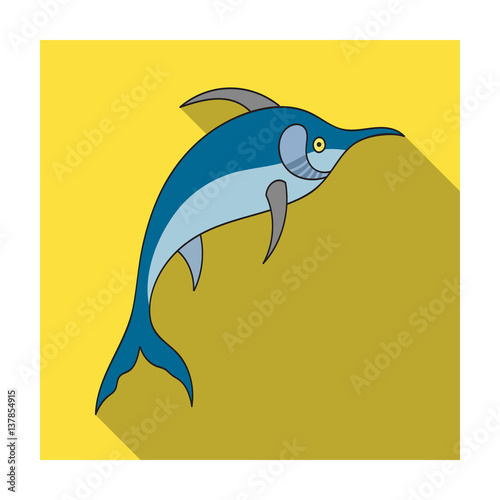 Marlin fish icon in flat style isolated on white background. Sea animals symbol stock vector illustration.