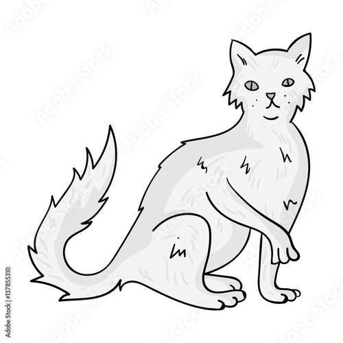 British Semi-longhair icon in monochrome style isolated on white background. Cat breeds symbol stock vector illustration.