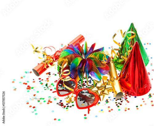 Party decoration serpentine confetti Holidays background