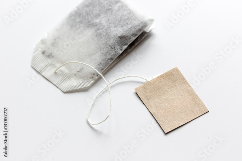 Photos Close up teabag on white background mock-up