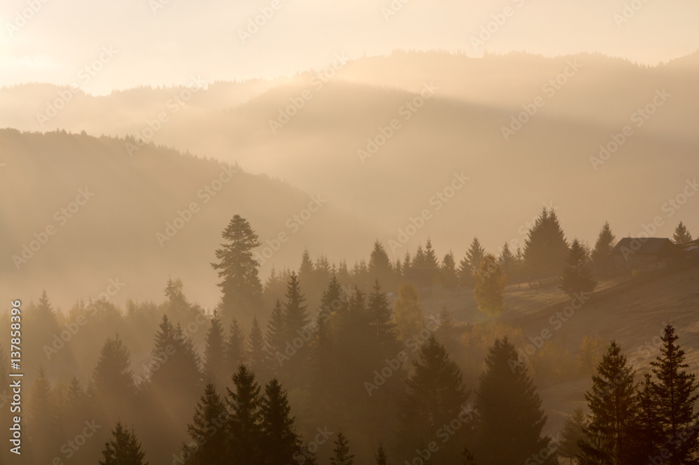 Romanian misty mountains