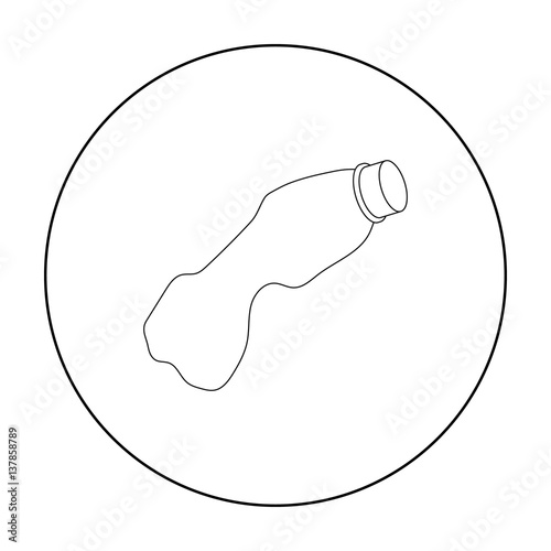Crumpled plastic bottle icon in outline style isolated on white background. Trash and garbage symbol stock vector illustration.