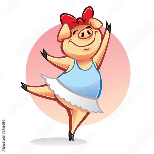 Cartoon Pig Ballerina (ID: 137860150)