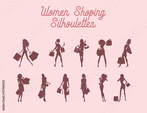 women shoping silhouettes