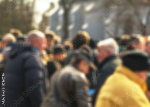 Blurred people crowd outdoor