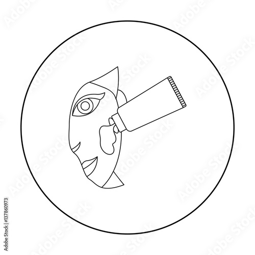 Cream for face icon in outline style isolated on white background. Skin care symbol stock vector illustration. photo