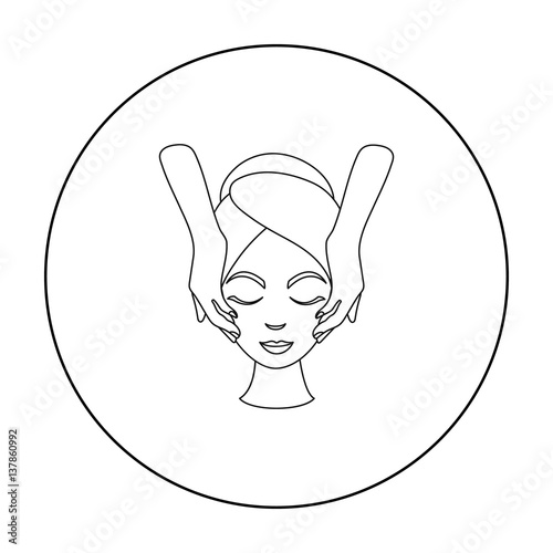 Facial massage icon in outline style isolated on white background. Skin care symbol stock vector illustration.