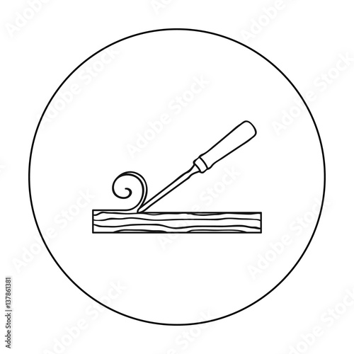 Chisel icon in outline style isolated on white background. Sawmill and timber symbol stock vector illustration.