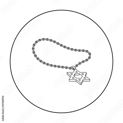 Star of David icon in outline style isolated on white background. Religion symbol stock vector illustration.