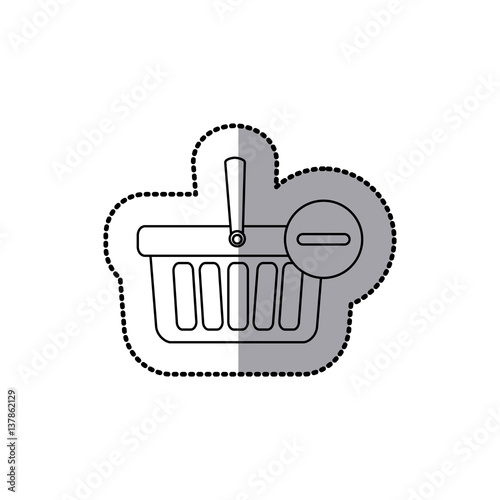sticker silhouette with shopping basket with minus sign vector illustration
