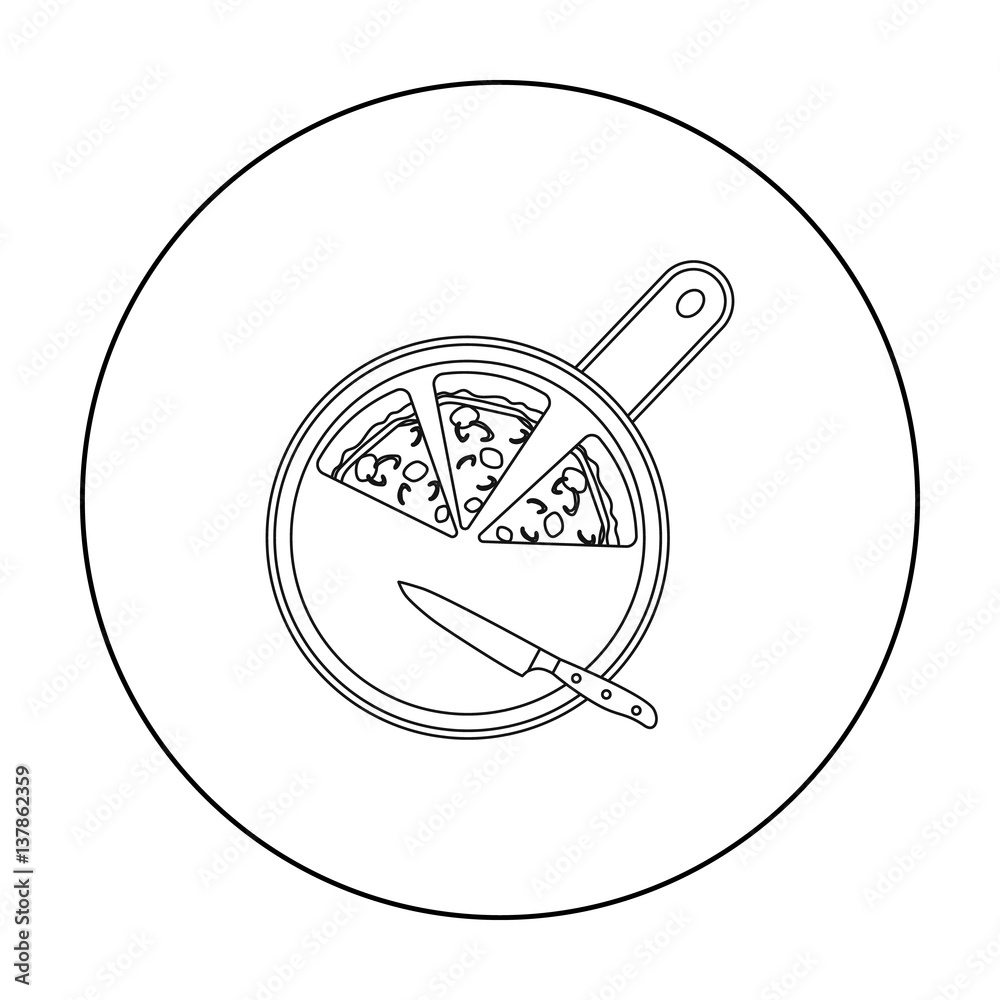 Pizza on cutting board icon in outline style isolated on white ...