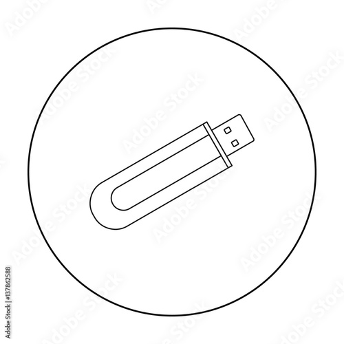 Flash drive icon in outline style isolated on white background. Personal computer symbol stock vector illustration.