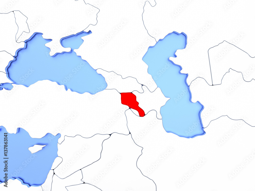 Armenia in red on map