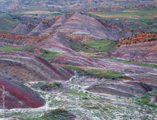 Colourful rolling hills along the border region to Azerbaijan, David Gareji Nature Reserve, Georgia, May 2008 WWE BOOK PLATE.