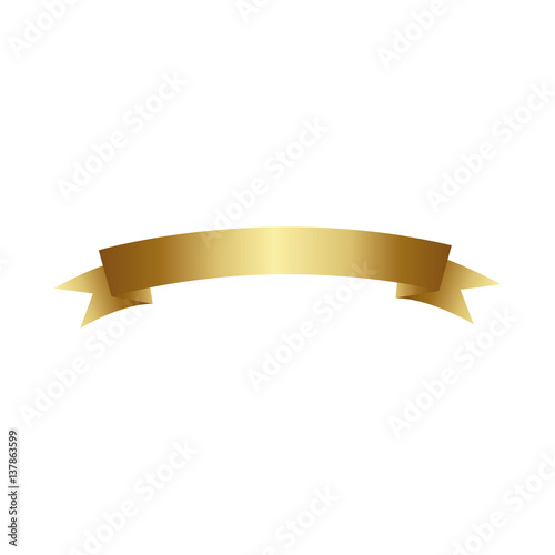 gold color glossy ribbon icon design vector illustration