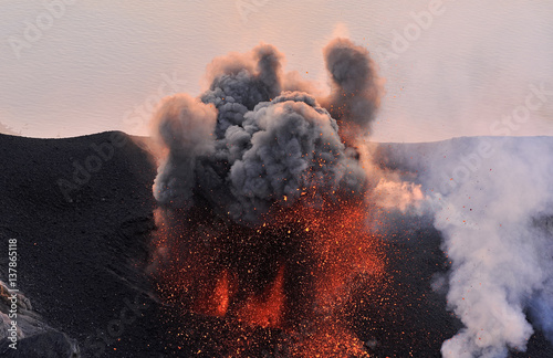 Eruption on Stromboli Volcano, Aeolian Islands, Italy, May 2009 photo