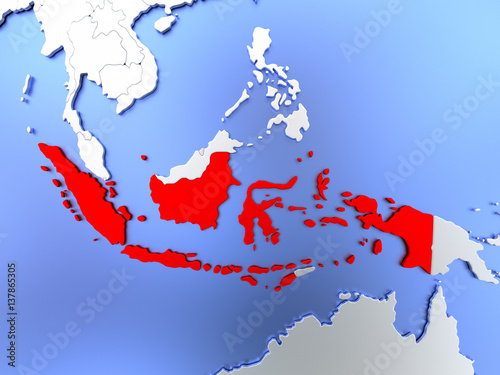 Indonesia in red on map