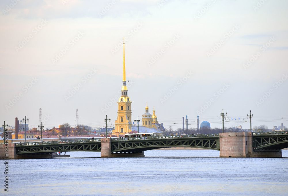Peter and Paul Cathedral and Palace Bridge.