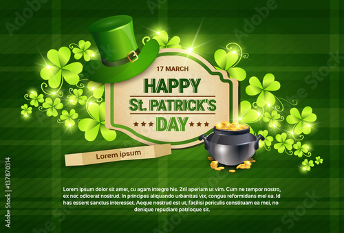 Saint Patrick Day Beer Festival Banner Greeting Card Flat Vector Illustration