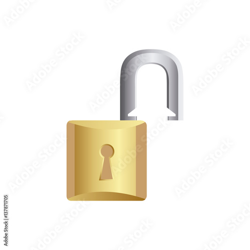 gold lock open icon image, vector illustration design