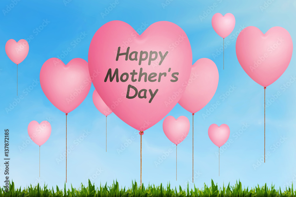 Happy Mothers Day message written on pink balloon