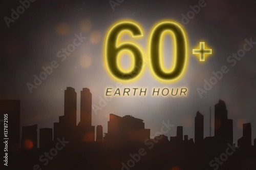 Earth hour message to turn off electrical equipment in 60 minutes