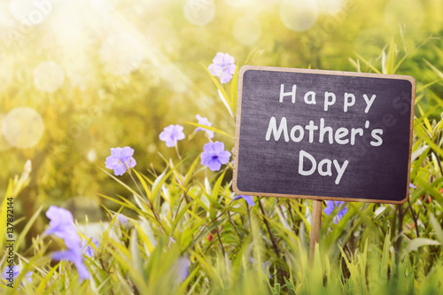 Happy Mother's day greeting on wooden sign