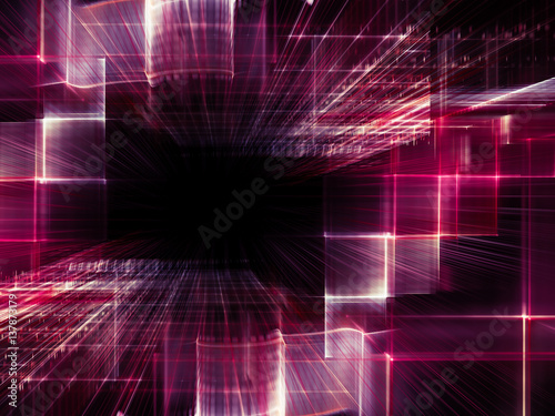 Fototapeta Naklejka Na Ścianę i Meble -  Abstract background element. Fractal graphics series. Three-dimensional composition of intersecting grids and motion blur. Information technology concept.