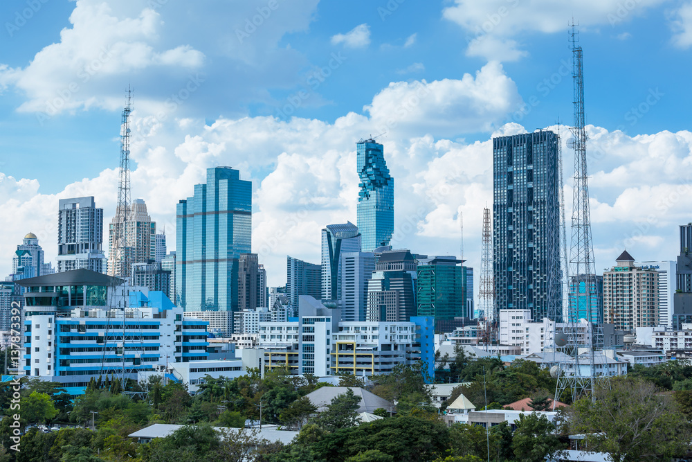 Fototapeta premium Business Building Bangkok city area, panorama view
