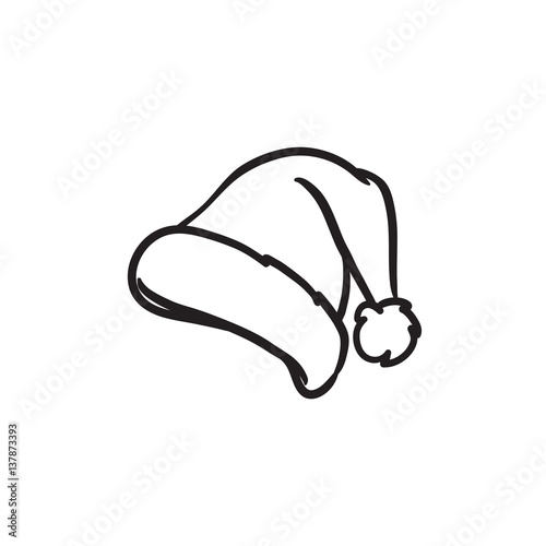 Santa hat sketch icon.